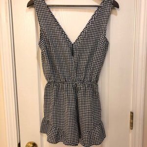 Black White Ruffle Gingham Romper